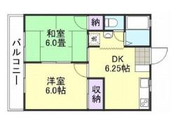サンウッド五輪(2DK/2階)の間取り写真