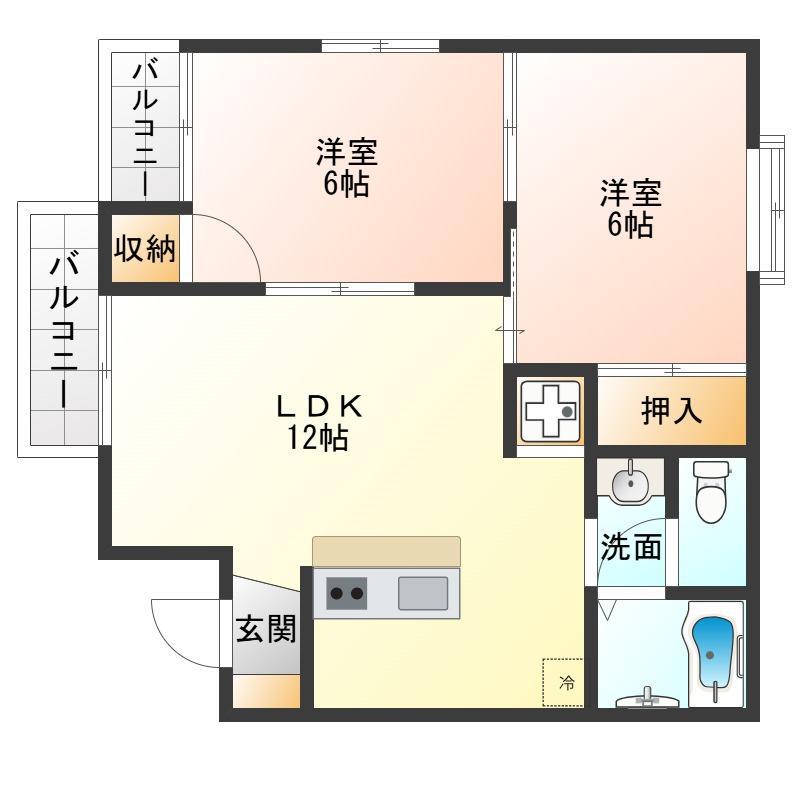 エスポワール(2LDK/1階)の間取り写真