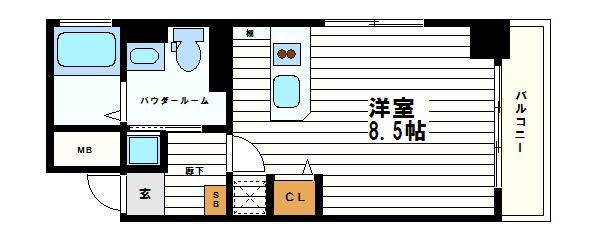 クレアツィオーネ上本町(ワンルーム/2階)の間取り写真