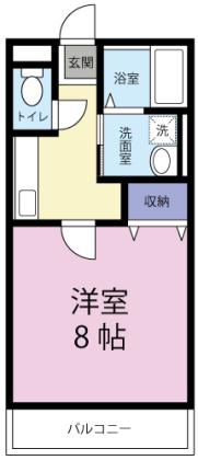 セキハラD(1K/1階)の間取り写真