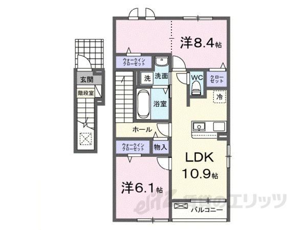 セレスティアII(2LDK/2階)の間取り写真