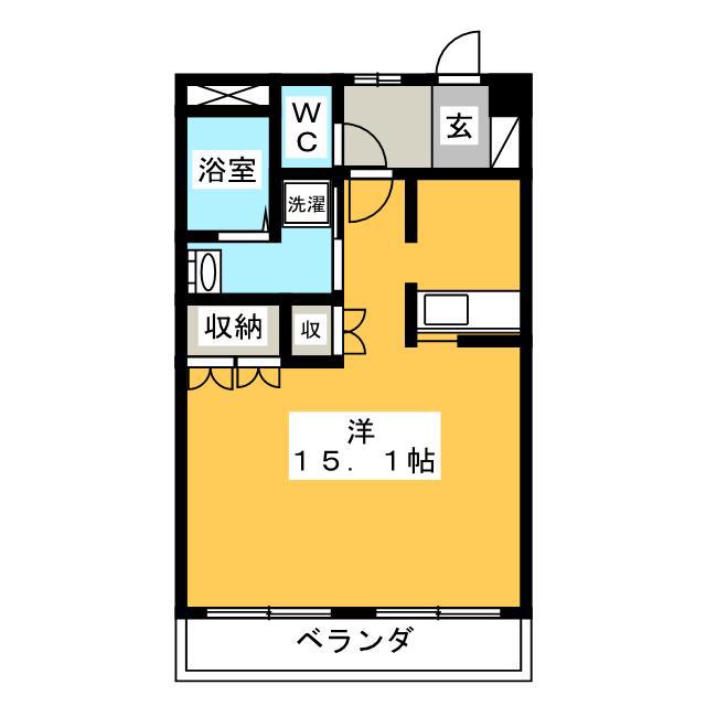 ブリリアントガーデン A(ワンルーム/1階)の間取り写真