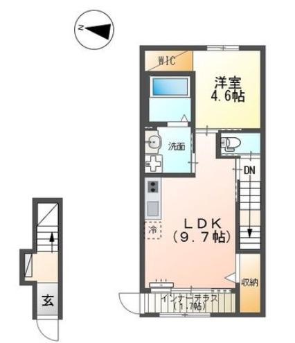 西宮市山口町下山口アパート(1LDK/1階)の間取り写真