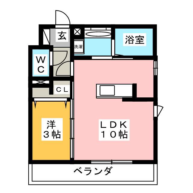 白山ガーデンプレイス(1LDK/3階)の間取り写真