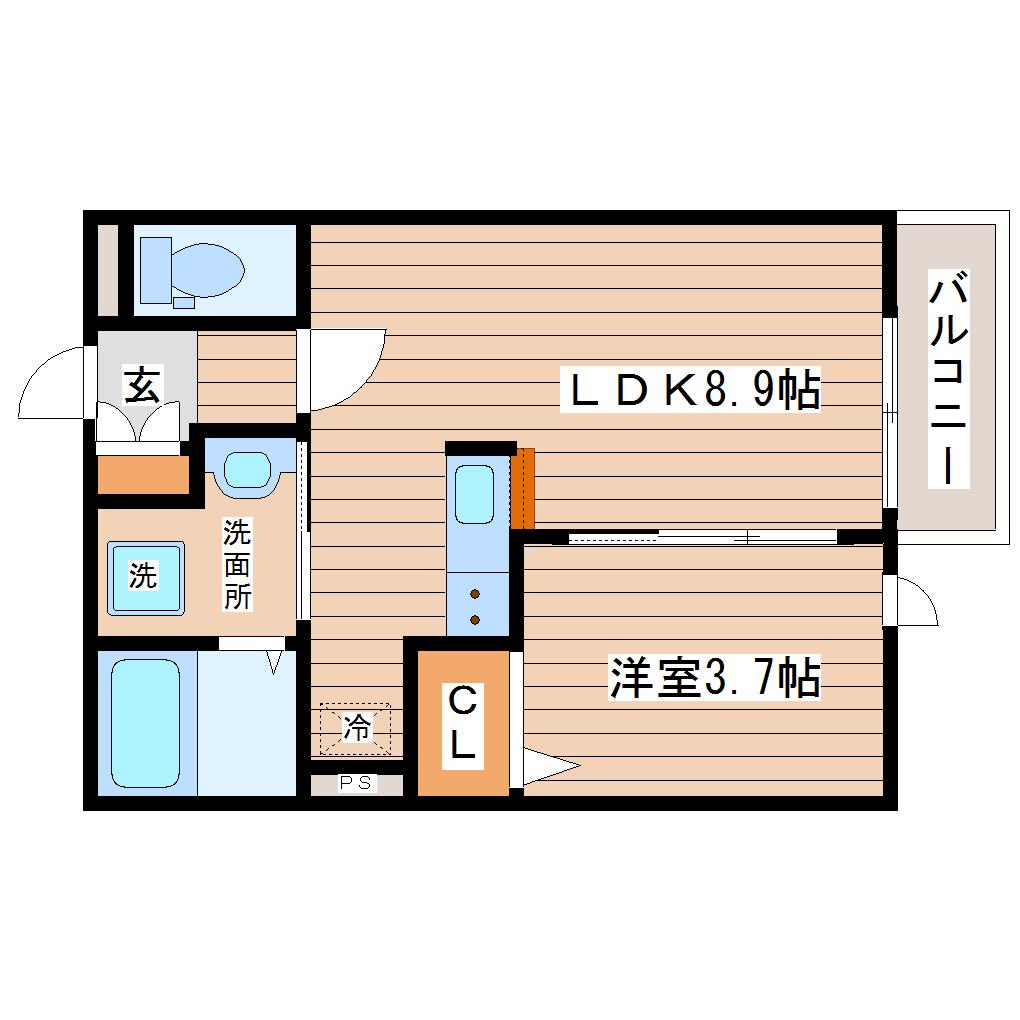 ウェルシャトー旭ヶ丘1番館(1LDK/2階)の間取り写真