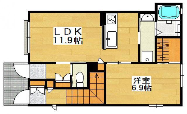 リバーサイドII(1LDK/1階)の間取り写真