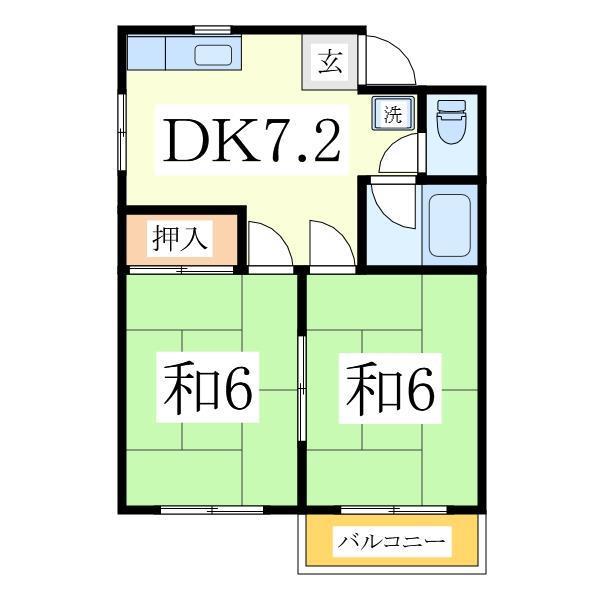 モンシェリー日秀(2DK/1階)の間取り写真