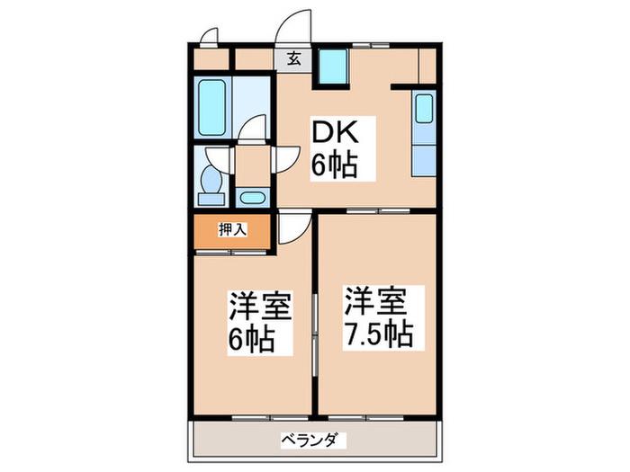 桜花マンション(2DK/2階)の間取り写真