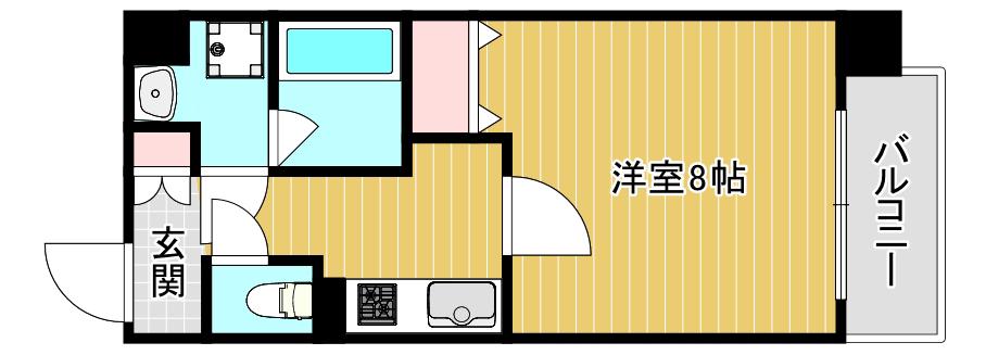 FOREST NANBA(1K/2階)の間取り写真