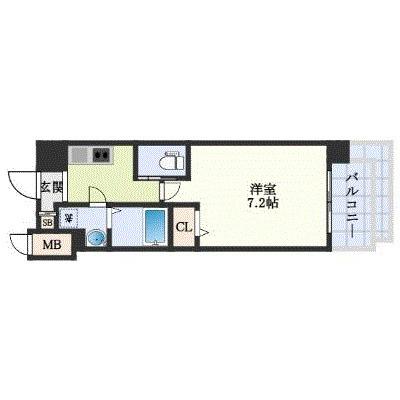 エグゼ難波西II(1K/8階)の間取り写真