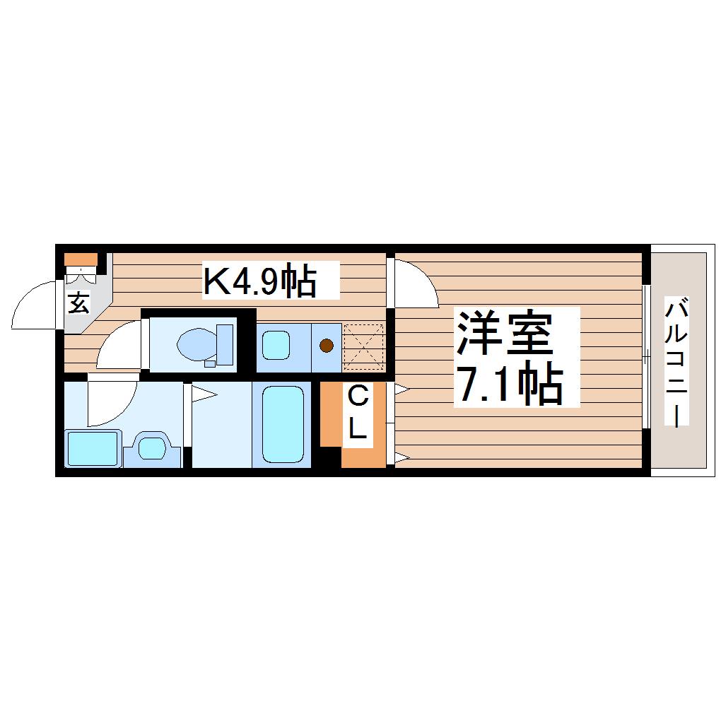エテルノ河原町(1K/2階)の間取り写真