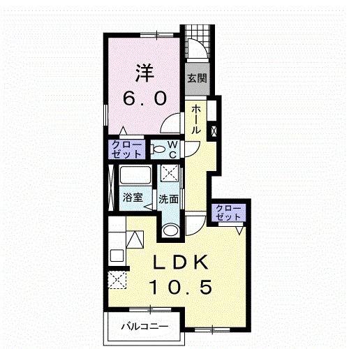 アンソレイエRI(1LDK/1階)の間取り写真
