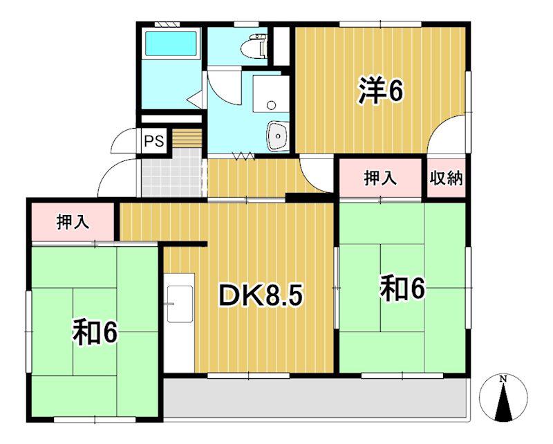 コーポ三協II(3DK/2階)の間取り写真