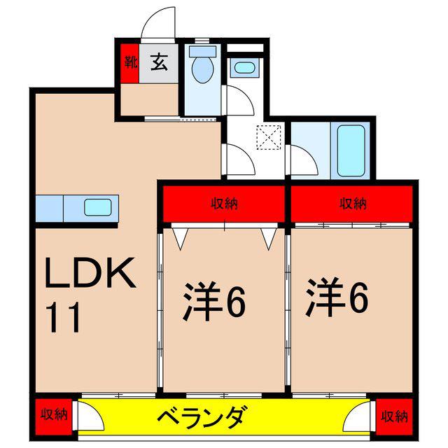 マンションステラ(2LDK/1階)の間取り写真