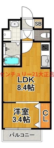H-MAISON大正6(1LDK/1階)の間取り写真