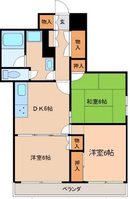 伊澤竹に雀ビル(3DK/6階)の間取り写真