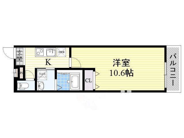 フジパレス住吉沢之町Ⅰ番館(1K/3階)の間取り写真