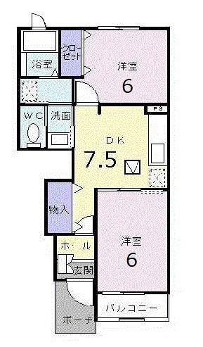 ファレノプシスC(2DK/1階)の間取り写真