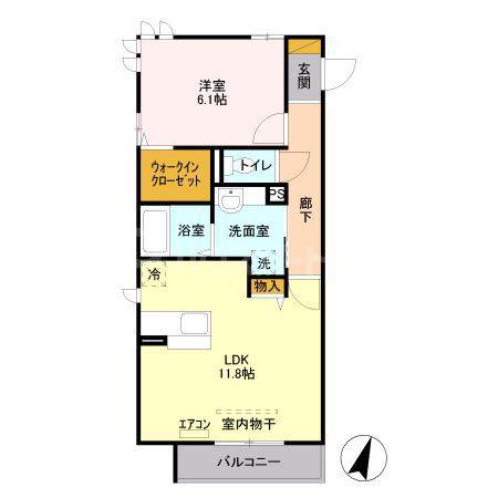 コアロード D(1LDK/3階)の間取り写真