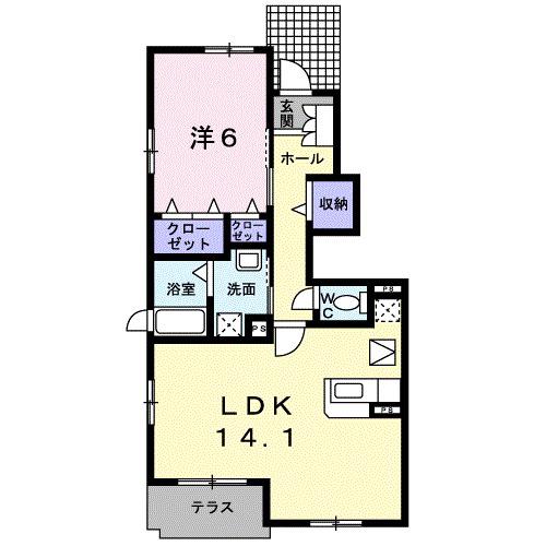 ボヌ-ルB(1LDK/1階)の間取り写真