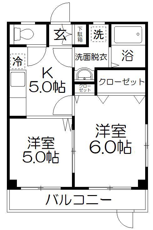 ビレッジ北栄(2K/1階)の間取り写真