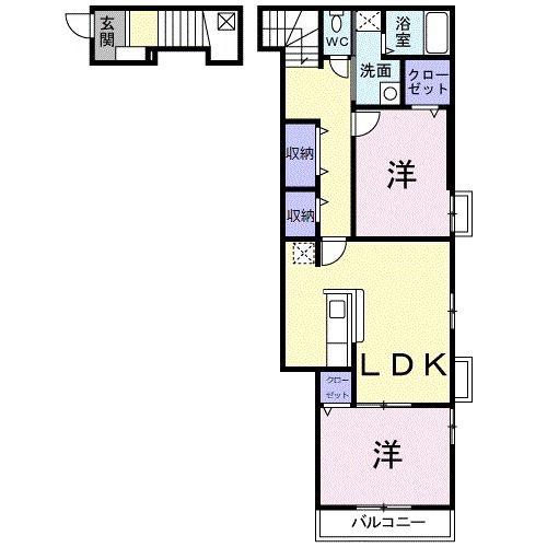 コリーヌ(2LDK/2階)の間取り写真