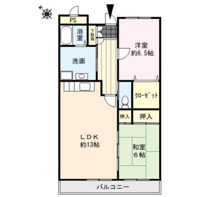 アメニティハイツ杏栄館(2LDK/5階)の間取り写真