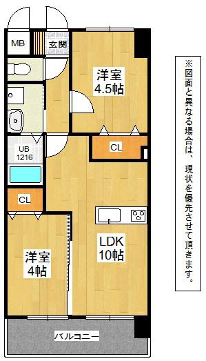 メディプラカーサ(2LDK/9階)の間取り写真