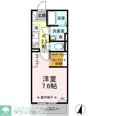ウェルデンスDーSTAY B(1K/2階)の間取り写真