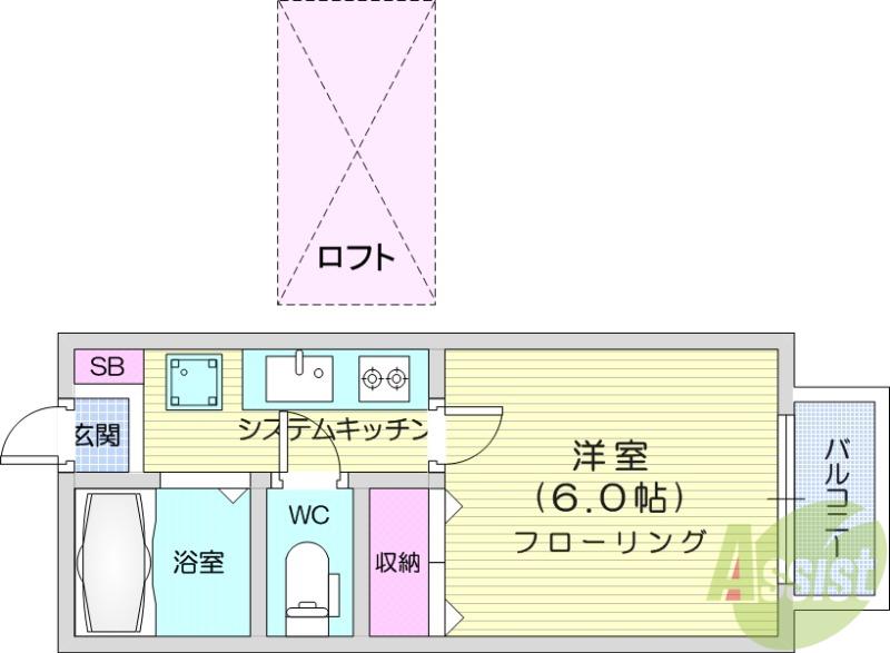 TSハウス4(1K/1階)の間取り写真