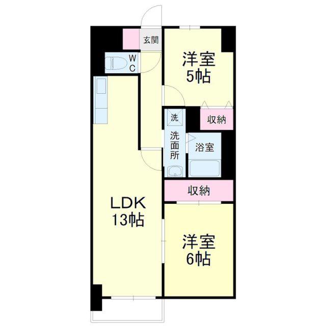 パークビュー四ツ池(2LDK/6階)の間取り写真