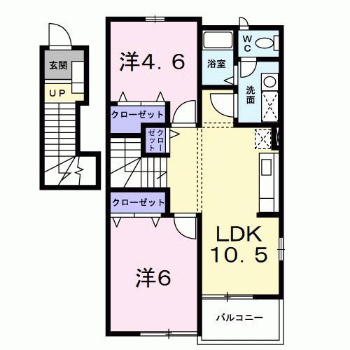 グランドール(2LDK/2階)の間取り写真