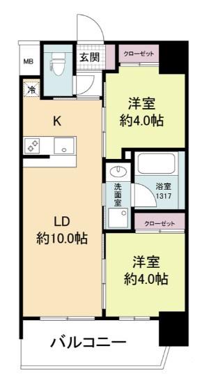 セレニテフラン新大阪(2LDK/2階)の間取り写真
