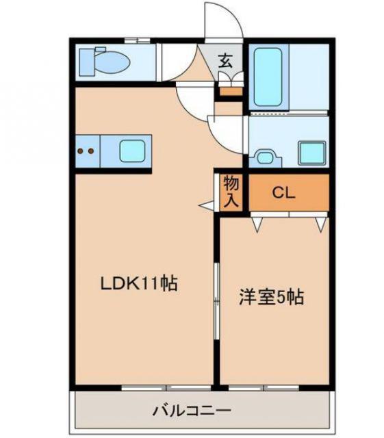 ハレクラニ唐津(1LDK/1階)の間取り写真