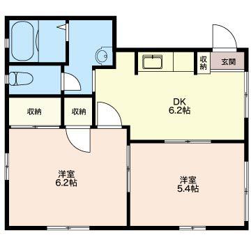 ハイネス元住吉(2DK/2階)の間取り写真