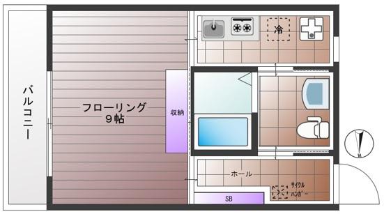 クロスアイヴィII(1K/2階)の間取り写真