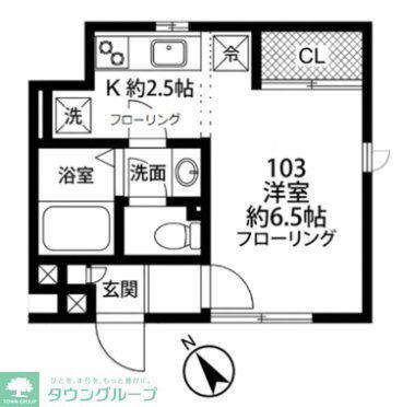グレイス南浦和B棟(1K/1階)の間取り写真
