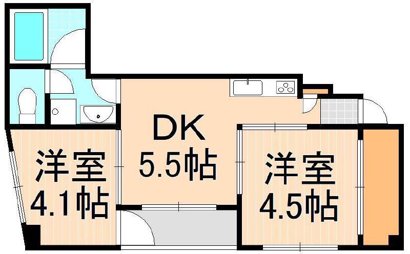 グランステージ足立(2DK/2階)の間取り写真