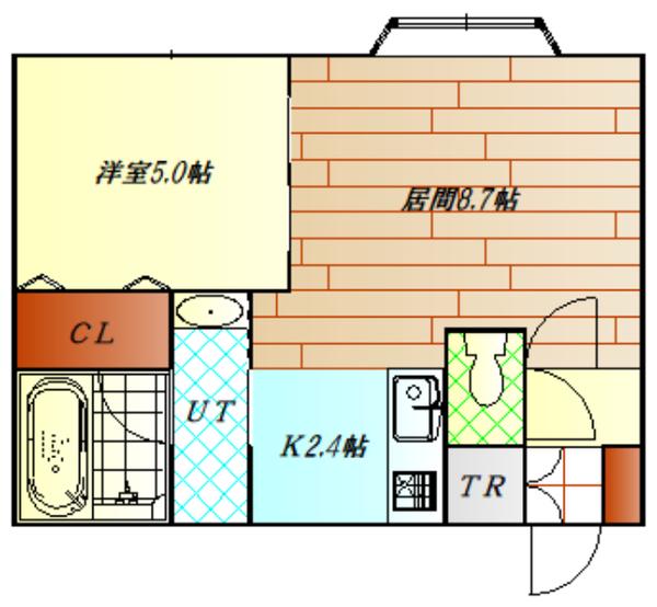 JR宗谷本線 旭川四条駅 徒歩25分 2階建 築24年(1LDK/1階)の間取り写真
