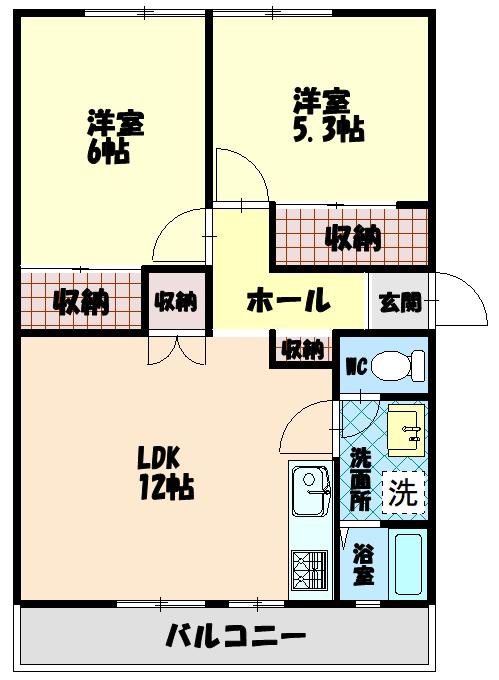 サンライトハイツ(2LDK/3階)の間取り写真