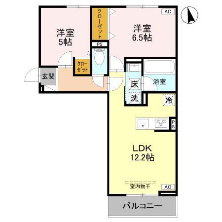 CHARME(2LDK/1階)の間取り写真