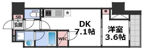 アーバネックス天満橋FRONT(1DK/8階)の間取り写真