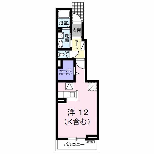 フレッシュリーB(ワンルーム/1階)の間取り写真