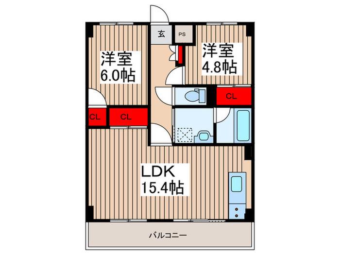 PLENDY北越谷(2LDK/2階)の間取り写真