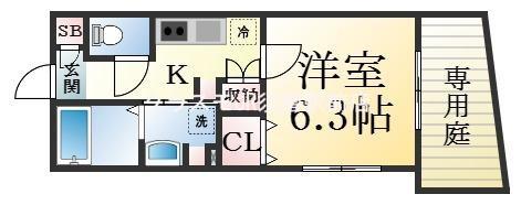 H.Cフラッツ須磨天神(1K/2階)の間取り写真