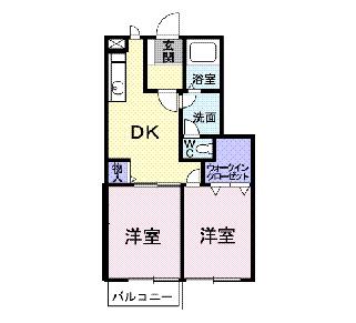レーベンハイム(2DK/1階)の間取り写真