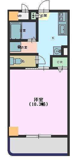 JR山陽本線 西条駅(広島) 徒歩9分 6階建 築22年(1K/2階)の間取り写真