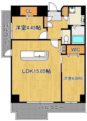 ピュアライフ金田(2LDK/7階)の間取り写真