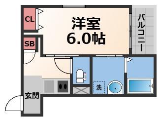 グラシアスコート長瀬(1K/2階)の間取り写真