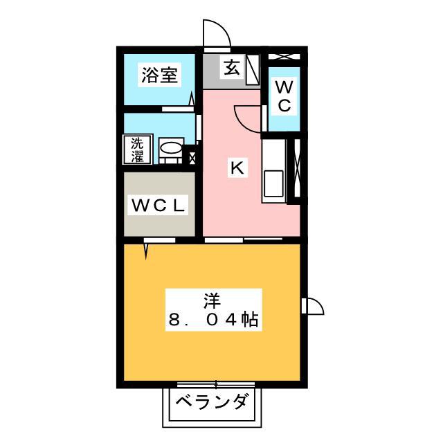 アズール(1K/1階)の間取り写真